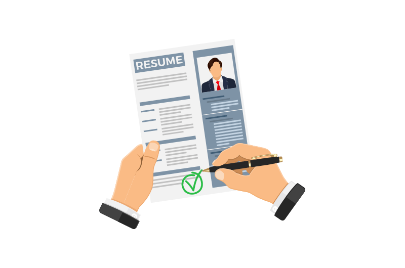 A resume being reviewed.